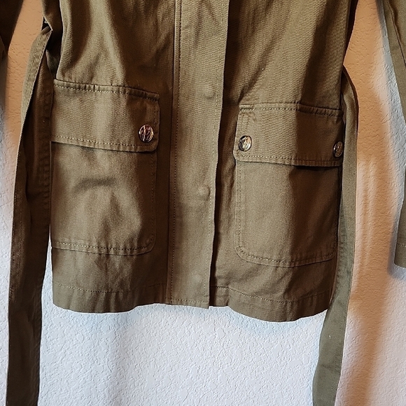 Draper James Women's Olive Green Belted Zippered 100% Cotton Jacket in Size S - Picture 4 of 11
